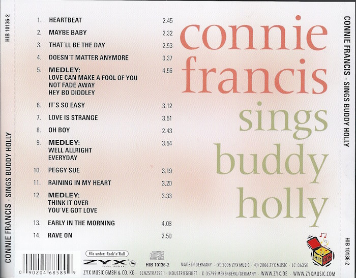 Connie Francis  Sings Buddy Holly : Back